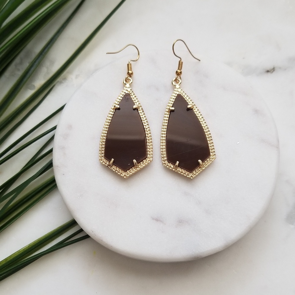5 for $25 Gold and Brown Geometric Earrings - Picture 1 of 3
